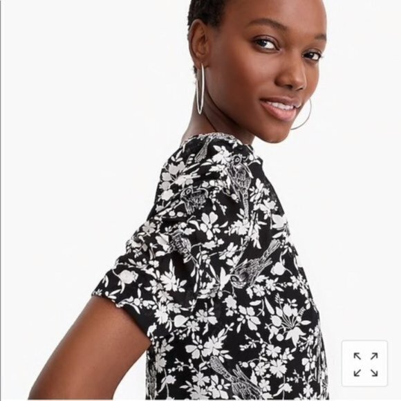 New Jcrew Ruched-sleeve top in floral print Womens Size XS Lined - Picture 2 of 6